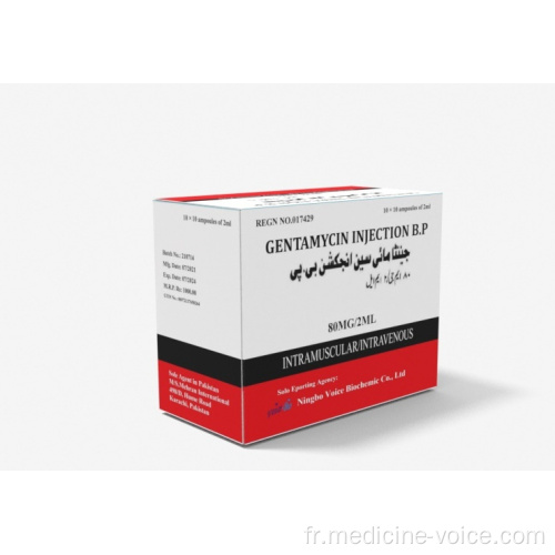 Injection de gentamicine 80 mg/2 ml